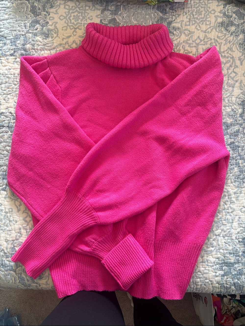 French Connection Vibrant Pink Turtleneck Sweater